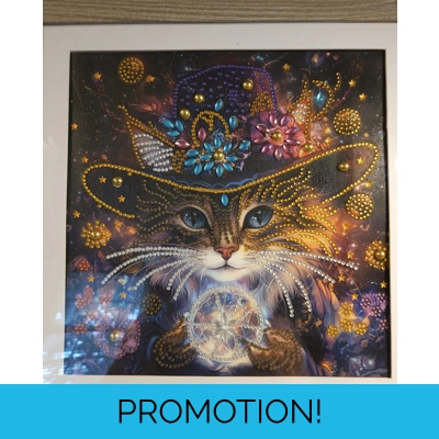 Magical Cat 12x12 Framed Rhinestone Art Magical Cat 12x12 Framed Rhinestone Art