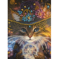 Magical Cat 12x12 Framed Rhinestone Art