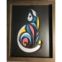 Modernist Cat 8x10 3D Shadow Box Art