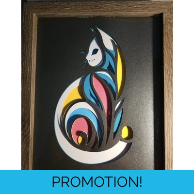 Modernist Cat 8x10 3D Shadow Box Art Modernist Cat 8x10 3D Shadow Box Art