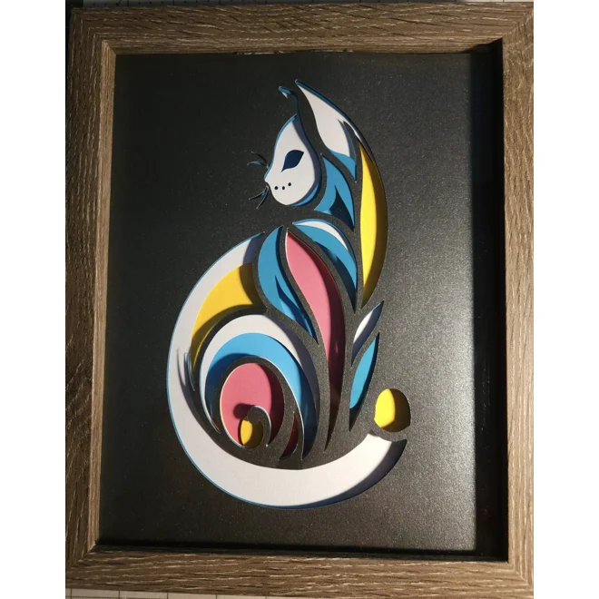 product Image for Modernist Cat 8x10 3D Shadow Box Art
