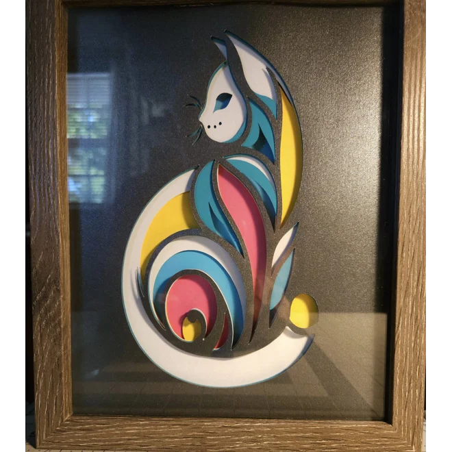 Additional Image for Modernist Cat 8x10 3D Shadow Box Art