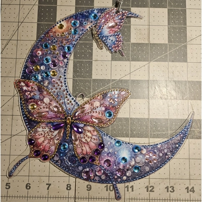 Hanging Moon Butterfly 10x10 Rhinestone Art