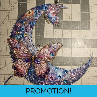 Hanging Moon Butterfly 10x10 Rhinestone Art Hanging Moon Butterfly 10x10 Rhinestone Art