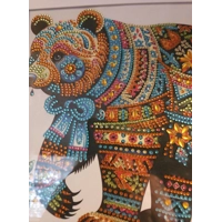Mosaic Bear 12x12 Framed Rhinestone Art