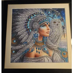 Native Woman Framed 12x12 Rhinestone Art