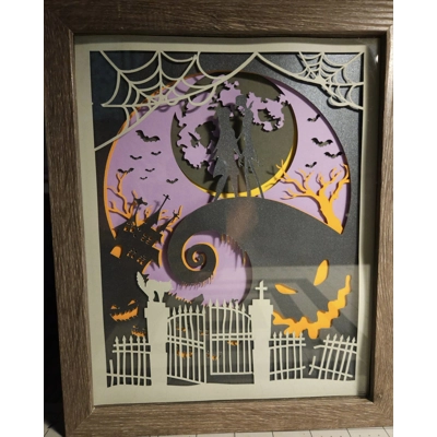 Nightmare Before Christmas 8x10 3D Shadow Box Fan Art Nightmare Before Christmas 8x10 3D Shadow Box Fan Art