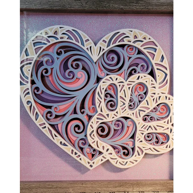 product Image for Paw Print & Heart 12x12 Shadow Box Art