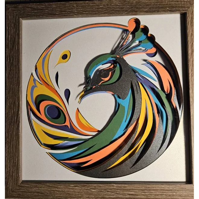 Additional Image for Peacock Paint Splash 8x8 3D Art