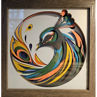 Peacock Paint Splash 8x8 3D Art Peacock Paint Splash 8x8 3D Art