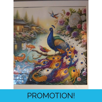 Peacock Paradise 12x12 Framed Rhinestone Art Peacock Paradise 12x12 Framed Rhinestone Art