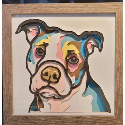 Pitbull Pastels 3-D 8x8 Shadow Box Art