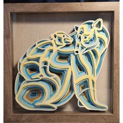 Polar Bear & Cub 9x9 3-D Shadow Box Art Piece