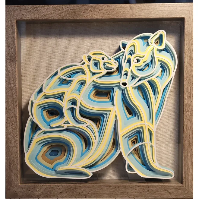 product Image for Polar Bear & Cub 9x9 3-D Shadow Box Art Piece
