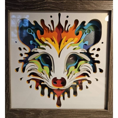 Possum Paint Splash 8x8 3D Art Possum Paint Splash 8x8 3D Art