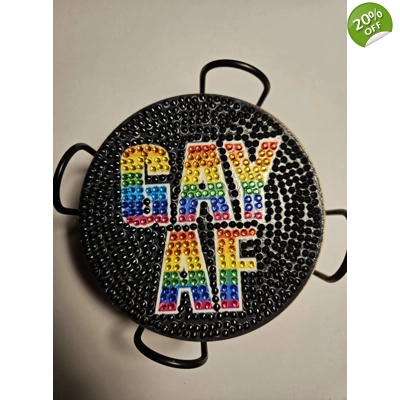 8 Pride Rhinestone Coasters with Caddy