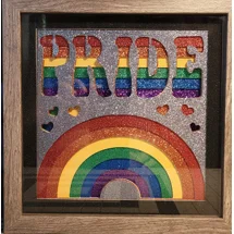Pride Rainbow All Glitter 9x9 3D Shadow Box Art