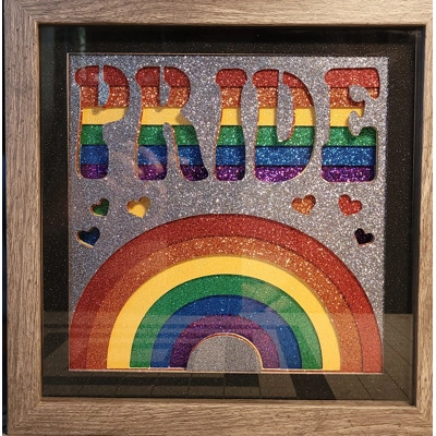 Pride Rainbow All Glitter 9x9 3D Shadow Box Art