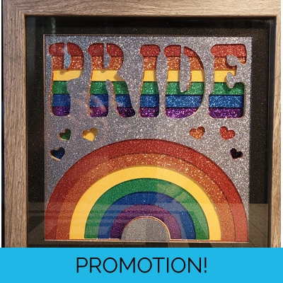 Pride Rainbow All Glitter 9x9 3D Shadow Box Art