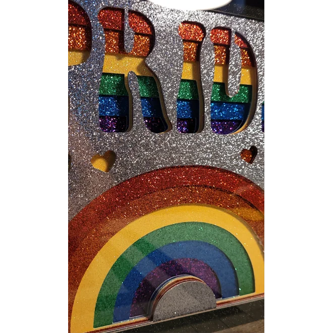 Additional Image for Pride Rainbow All Glitter 9x9 3D Shadow Box Art