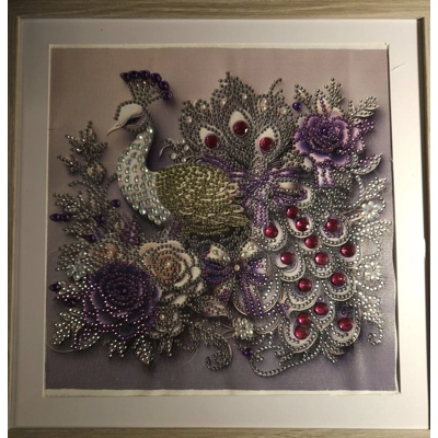 Purple Peacock 12x12 Framed Rhinestone Art Purple Peacock 12x12 Framed Rhinestone Art