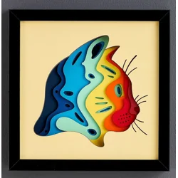 Rainbow Cat 3-D Shadow Box
