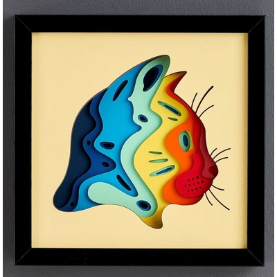 Rainbow Cat 3-D Shadow Box
