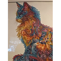 Rainbow Cat 12x12 Framed Rhinestone Art
