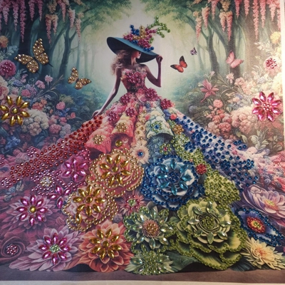 Rainbow Flower Gown 12x12 Framed Rhinestone Art