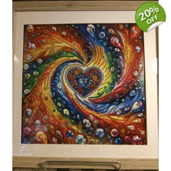 Pride Rainbow Heart 12x12 Rhinestone Art