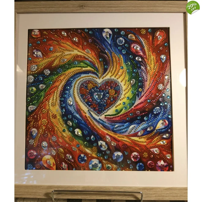 product Image for Pride Rainbow Heart 12x12 Rhinestone Art