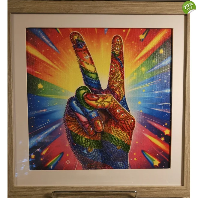 product Image for Pride Rainbow Peace 12x12 Rhinestone Art
