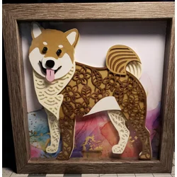 Red Shiba Inu 9x9 3-D Shadow Box