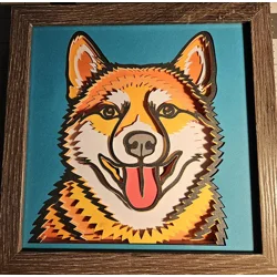 Red Shiba Inu Smile 3D 8x8 Shadow Box Art