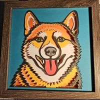 Red Shiba Inu Smile 3D 8x8 Shadow Box Art