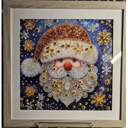 Santa Claus Face 12x12 Framed Rhinestone Art