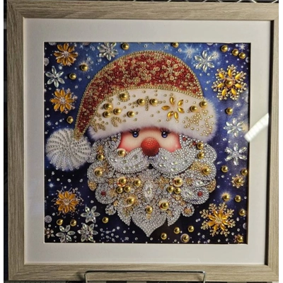 Santa Claus Face 12x12 Framed Rhinestone Art
