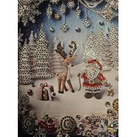A Santa and Rudolph Christmas 12x12 Framed Rhinestone Art