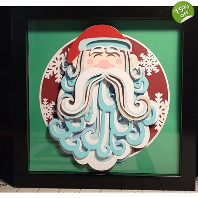 Santa Swirly Beard 8x8 3-D Shadow Box Art Santa Swirly Beard 8x8 3-D Shadow Box Art