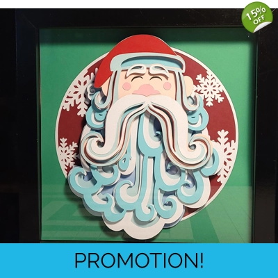 Santa Swirly Beard 8x8 3-D Shadow Box Art Santa Swirly Beard 8x8 3-D Shadow Box Art