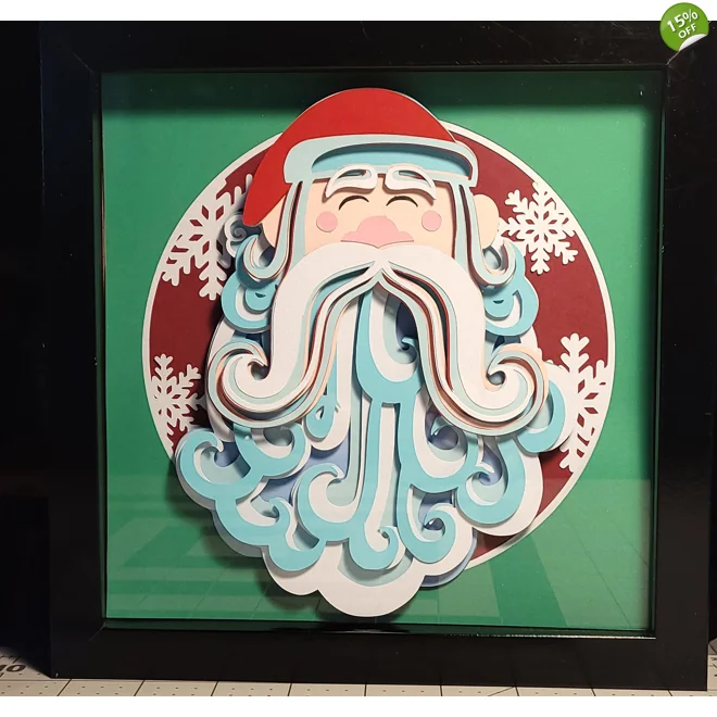 product Image for Santa Swirly Beard 8x8 3-D Shadow Box Art