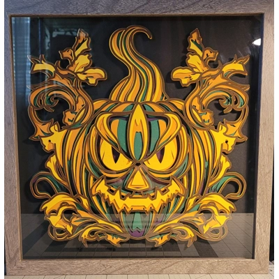 Scary Pumpkin 12 x 12 3D Shadow Box Art Scary Pumpkin 12 x 12 3D Shadow Box Art