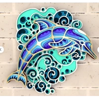 Dolphin Waves 9 x 9 3-D Shadow Box