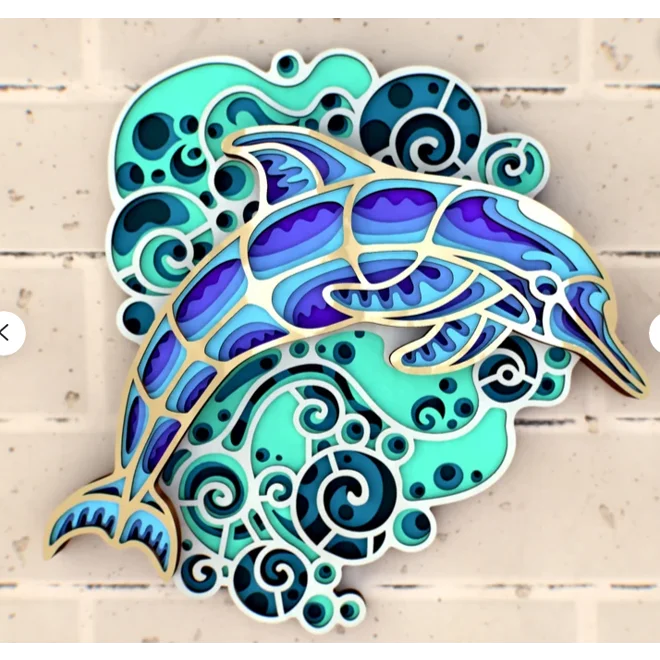 Additional Image for Dolphin Waves 9 x 9 3-D Shadow Box
