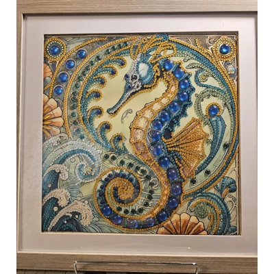 Seahorse 12x12 Framed Rhinestone Art Seahorse 12x12 Framed Rhinestone Art