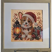 Shiba Inu Christmas 12x12 Framed Rhinestone Art