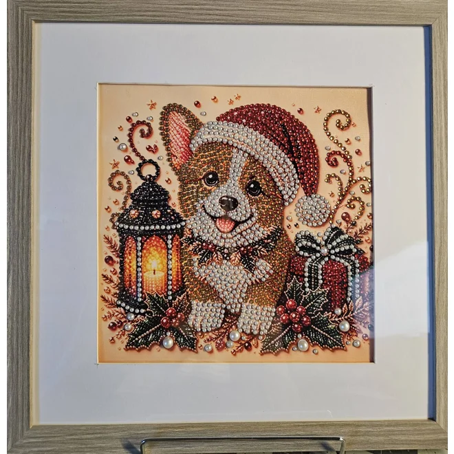product Image for Shiba Inu Christmas 12x12 Framed Rhinestone Art