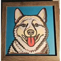 Cream & White Smile Shiba Inu 8x8 3D Shadow Box Art