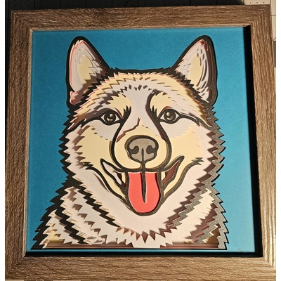 Cream & White Smile Shiba Inu 8x8 3D Shadow Box Art Cream & White Smile Shiba Inu 8x8 3D Shadow Box Art