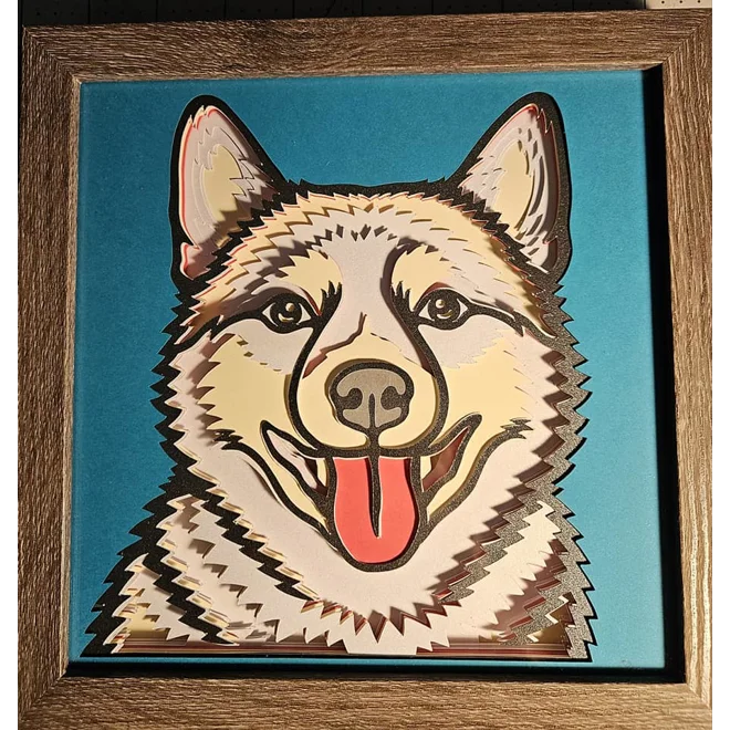 Additional Image for Cream & White Smile Shiba Inu 8x8 3D Shadow Box Art